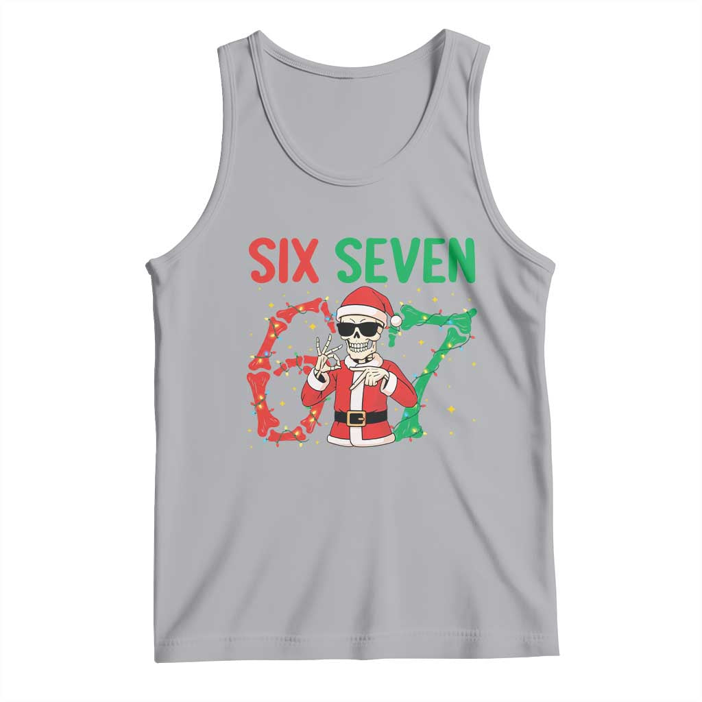 Funny Santa Skeleton Says Six Seven Tank Top Christmas Meme Gift TS12 Athletic Heather Print Your Wear