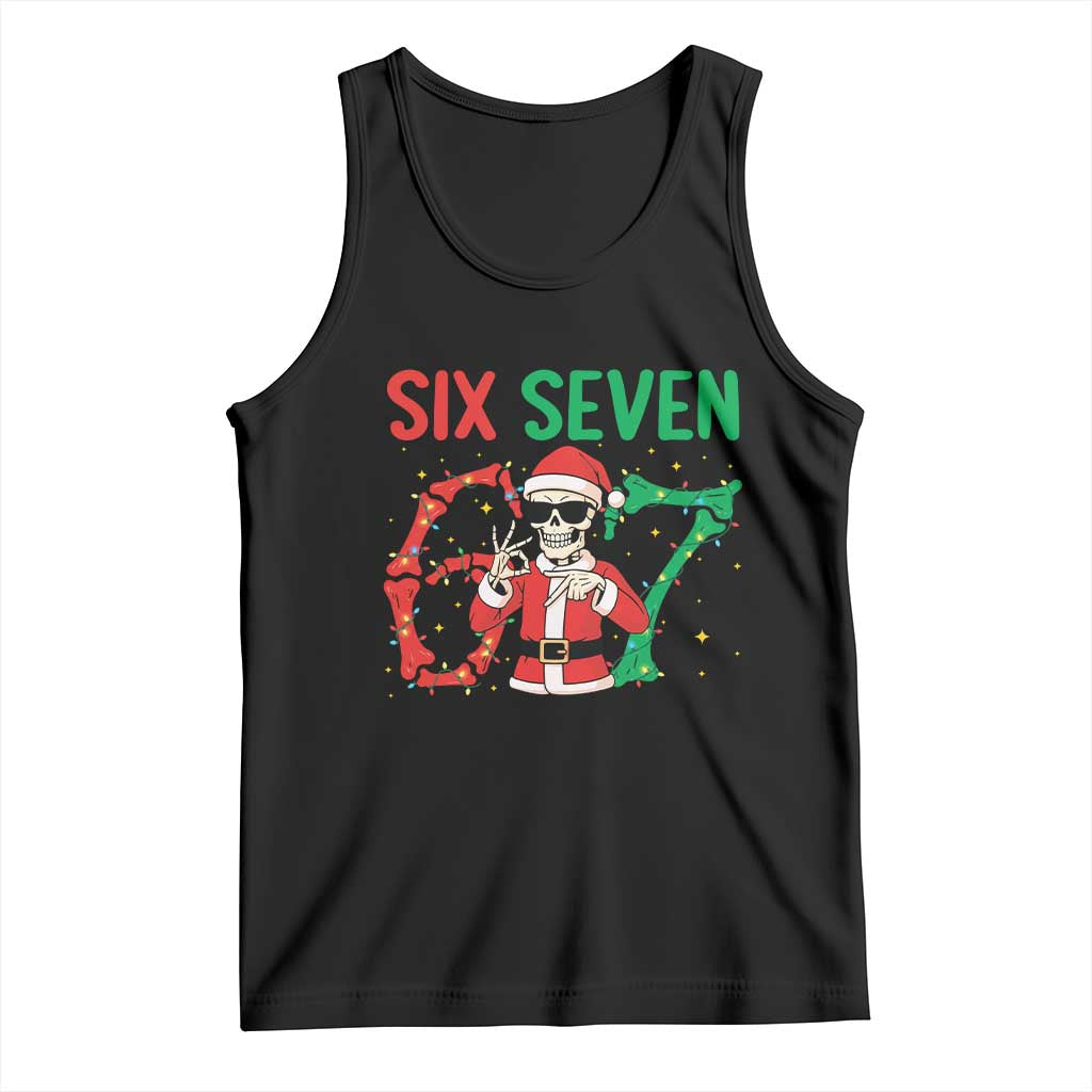 Funny Santa Skeleton Says Six Seven Tank Top Christmas Meme Gift TS12 Black Print Your Wear