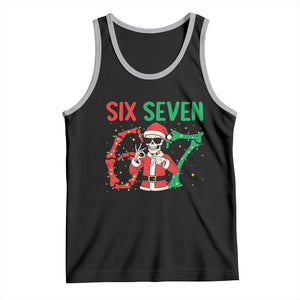 Funny Santa Skeleton Says Six Seven Tank Top Christmas Meme Gift TS12 Black Athletic Heather Print Your Wear