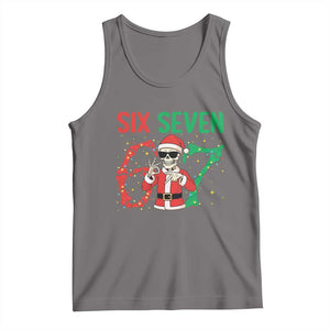 Funny Santa Skeleton Says Six Seven Tank Top Christmas Meme Gift TS12 Deep Heather Print Your Wear