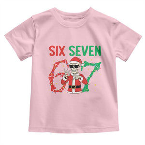 Funny Santa Skeleton Says Six Seven Toddler T Shirt Christmas Meme Gift TS12 Light Pink Print Your Wear