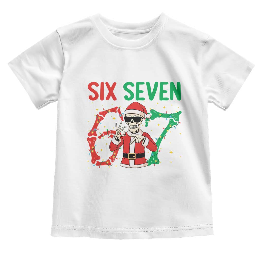 Funny Santa Skeleton Says Six Seven Toddler T Shirt Christmas Meme Gift TS12 White Print Your Wear