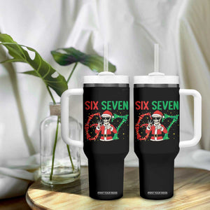 Funny Santa Skeleton Says Six Seven Tumbler With Handle Christmas Meme Gift TS12 Print Your Wear