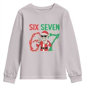 Funny Santa Skeleton Says Six Seven Youth Sweatshirt Christmas Meme Gift TS12 Ice Gray Print Your Wear