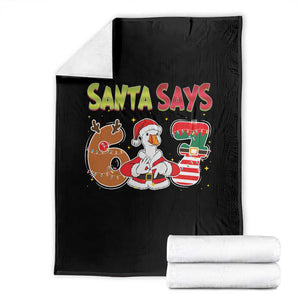 Funny Sant Goose Says Six Seven Throw Blanket Christmas Gift For Gen Z TS12 Black Print Your Wear