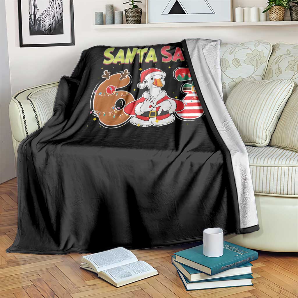 Funny Sant Goose Says Six Seven Throw Blanket Christmas Gift For Gen Z TS12 Print Your Wear