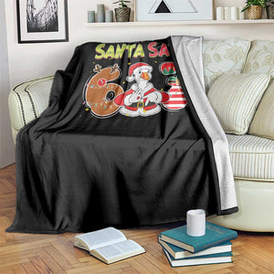 Funny Sant Goose Says Six Seven Throw Blanket Christmas Gift For Gen Z TS12 Print Your Wear