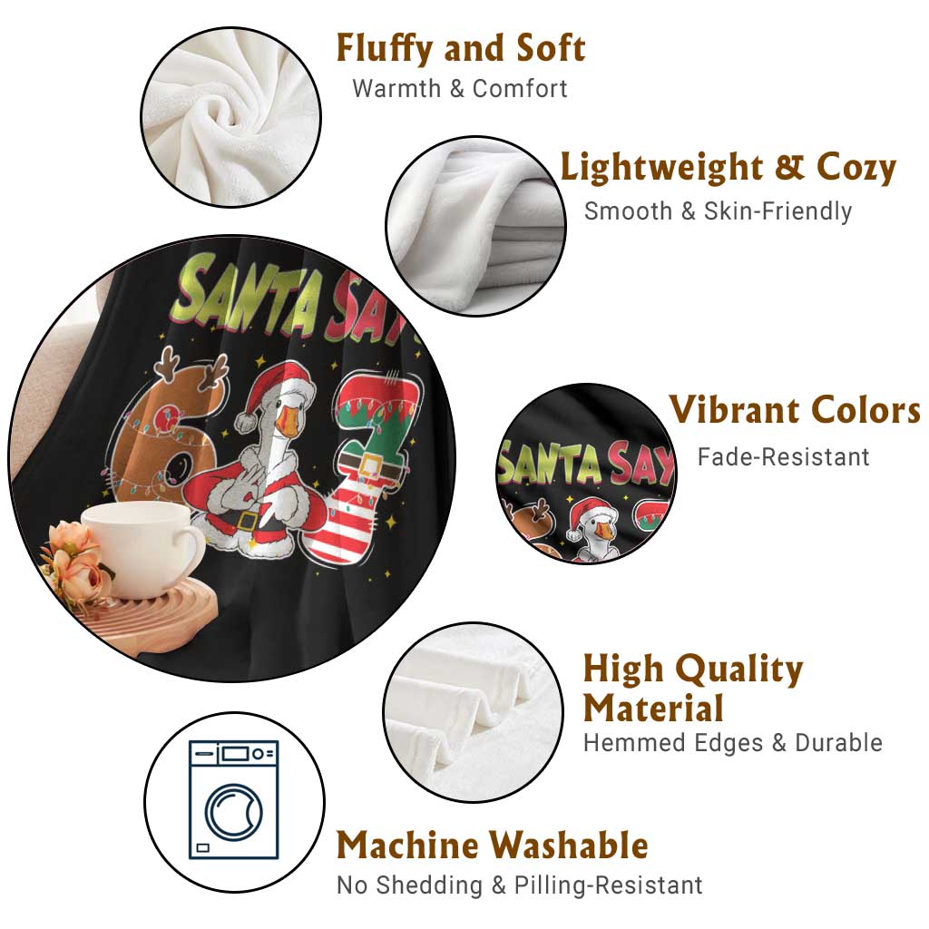 Funny Sant Goose Says Six Seven Throw Blanket Christmas Gift For Gen Z TS12 Print Your Wear