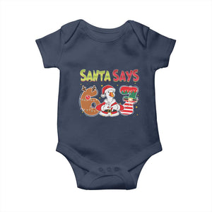 Funny Sant Goose Says Six Seven Baby Onesie Christmas Gift For Gen Z TS12 Navy Print Your Wear