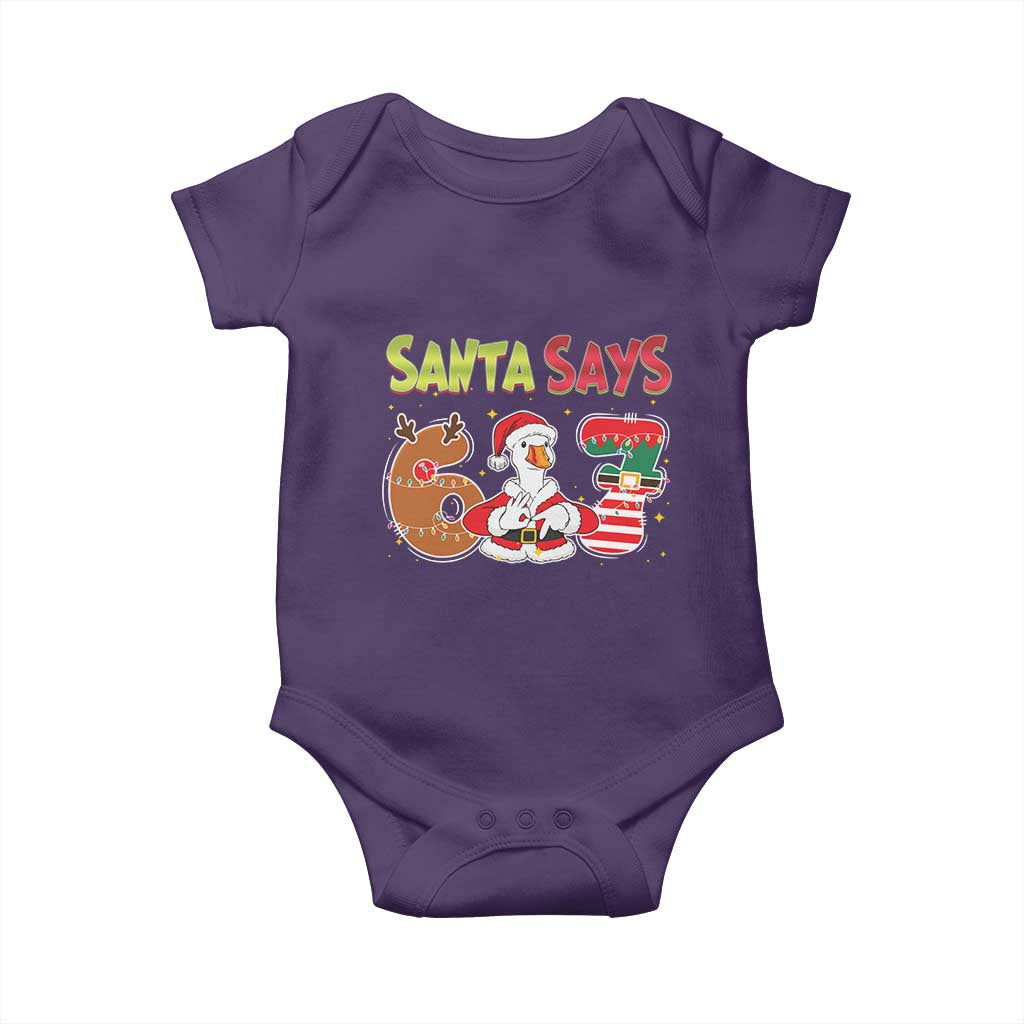 Funny Sant Goose Says Six Seven Baby Onesie Christmas Gift For Gen Z TS12 Purple Print Your Wear
