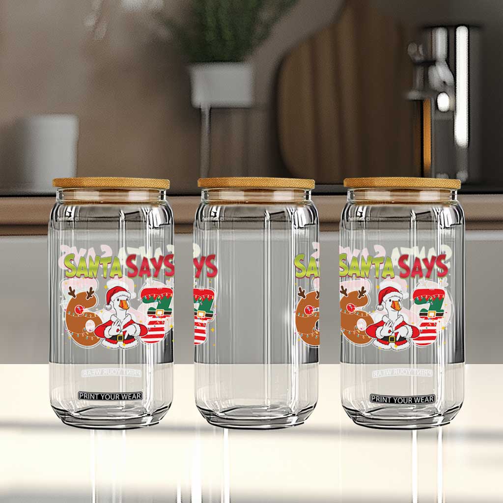 Funny Sant Goose Says Six Seven Glass Can Christmas Gift For Gen Z TS12 Print Your Wear
