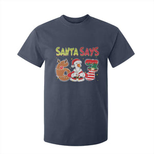 Funny Sant Goose Says Six Seven T Shirt For Kid Christmas Gift For Gen Z TS12 Navy Print Your Wear