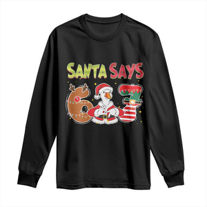 Funny Sant Goose Says Six Seven Long Sleeve Shirt Christmas Gift For Gen Z TS12 Black Print Your Wear