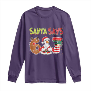Funny Sant Goose Says Six Seven Long Sleeve Shirt Christmas Gift For Gen Z TS12 Purple Print Your Wear