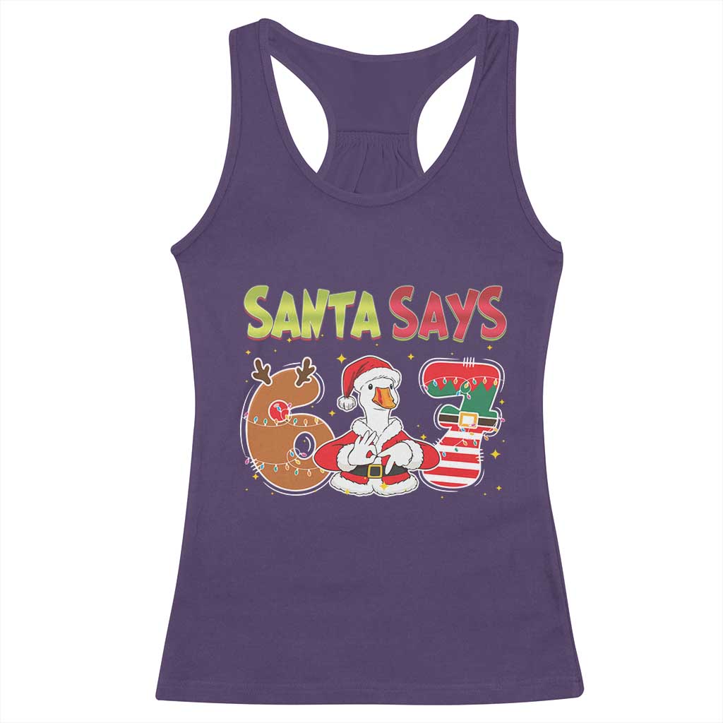 Funny Sant Goose Says Six Seven Racerback Tank Top Christmas Gift For Gen Z TS12 Purple Print Your Wear