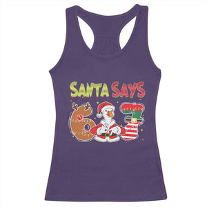 Funny Sant Goose Says Six Seven Racerback Tank Top Christmas Gift For Gen Z TS12 Purple Print Your Wear