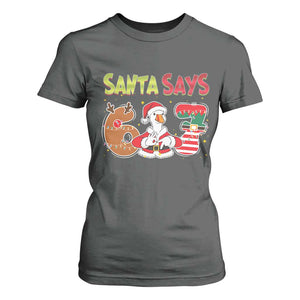 Funny Sant Goose Says Six Seven T Shirt For Women Christmas Gift For Gen Z TS12 Dark Heather Print Your Wear