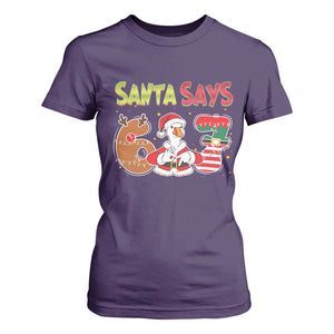 Funny Sant Goose Says Six Seven T Shirt For Women Christmas Gift For Gen Z TS12 Purple Print Your Wear