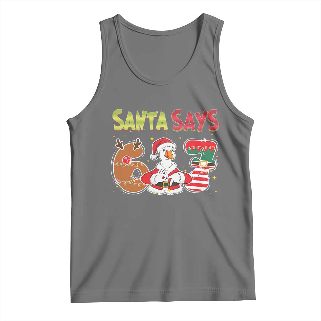 Funny Sant Goose Says Six Seven Tank Top Christmas Gift For Gen Z TS12 Black Heather Print Your Wear