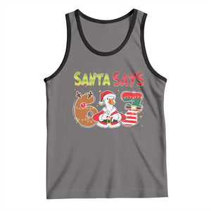 Funny Sant Goose Says Six Seven Tank Top Christmas Gift For Gen Z TS12 Deep Heather Black Print Your Wear