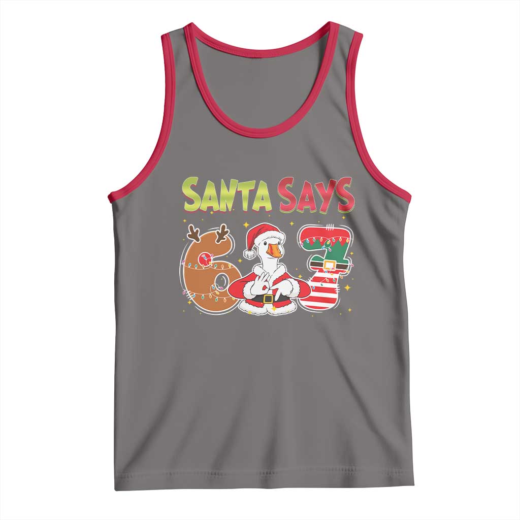 Funny Sant Goose Says Six Seven Tank Top Christmas Gift For Gen Z TS12 Deep Heather Red Print Your Wear