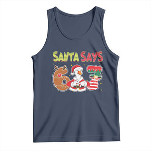 Funny Sant Goose Says Six Seven Tank Top Christmas Gift For Gen Z TS12 Navy Print Your Wear