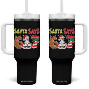 Funny Sant Goose Says Six Seven Tumbler With Handle Christmas Gift For Gen Z TS12 One Size: 40 oz Black Print Your Wear