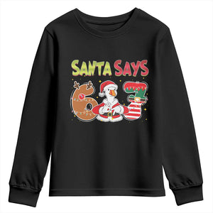 Funny Sant Goose Says Six Seven Youth Sweatshirt Christmas Gift For Gen Z TS12 Black Print Your Wear