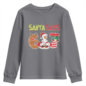 Funny Sant Goose Says Six Seven Youth Sweatshirt Christmas Gift For Gen Z TS12 Charcoal Print Your Wear