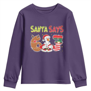 Funny Sant Goose Says Six Seven Youth Sweatshirt Christmas Gift For Gen Z TS12 Purple Print Your Wear