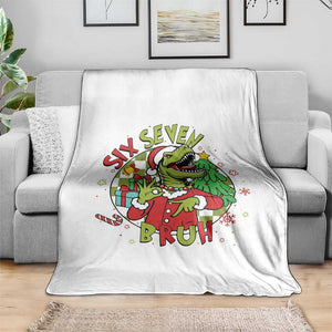Funny Christmas Dinosaur Lover Gift Throw Blanket Trending Six Seven Bruh TS12 Print Your Wear