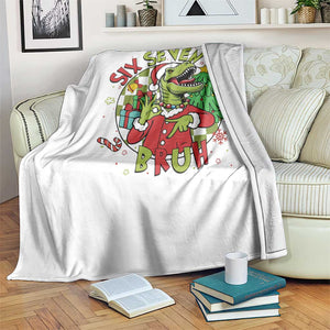 Funny Christmas Dinosaur Lover Gift Throw Blanket Trending Six Seven Bruh TS12 Print Your Wear
