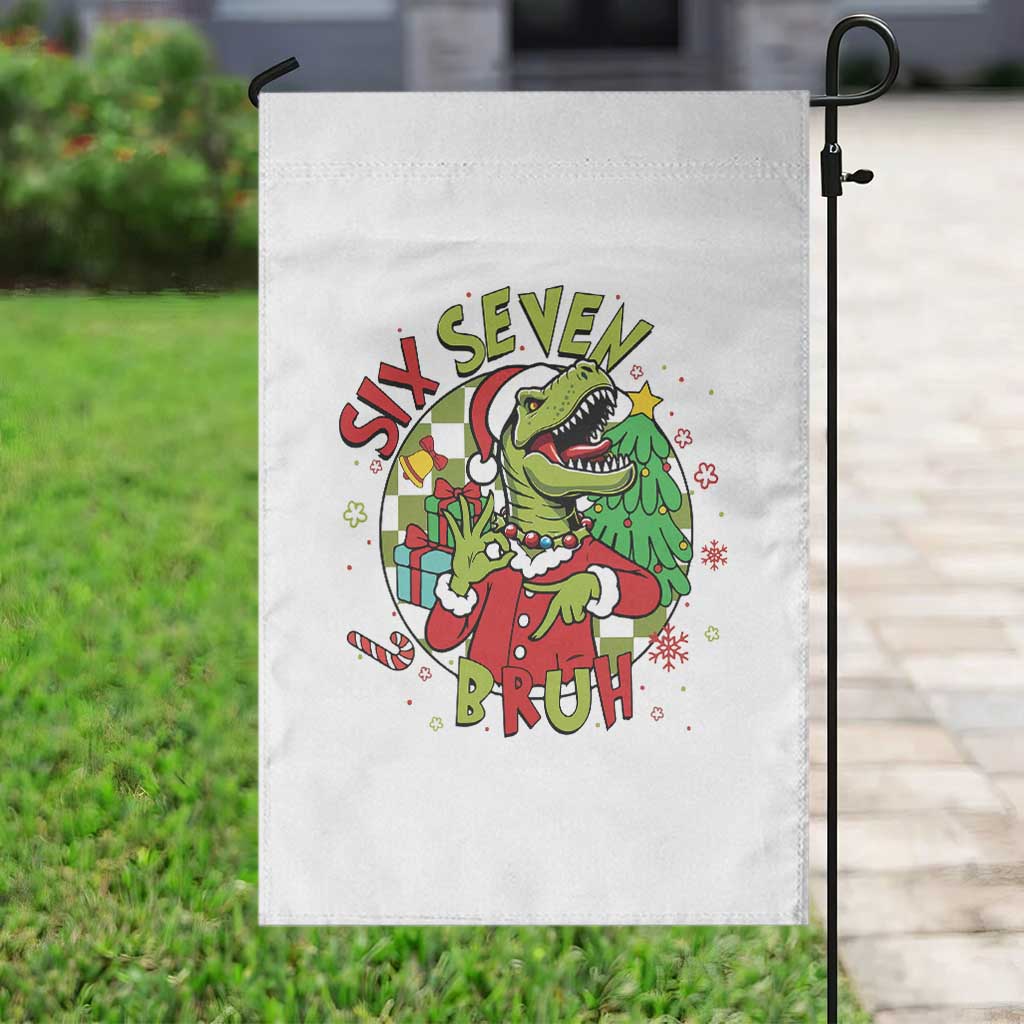 Funny Christmas Dinosaur Lover Gift Garden Flag Trending Six Seven Bruh TS12 Print Your Wear
