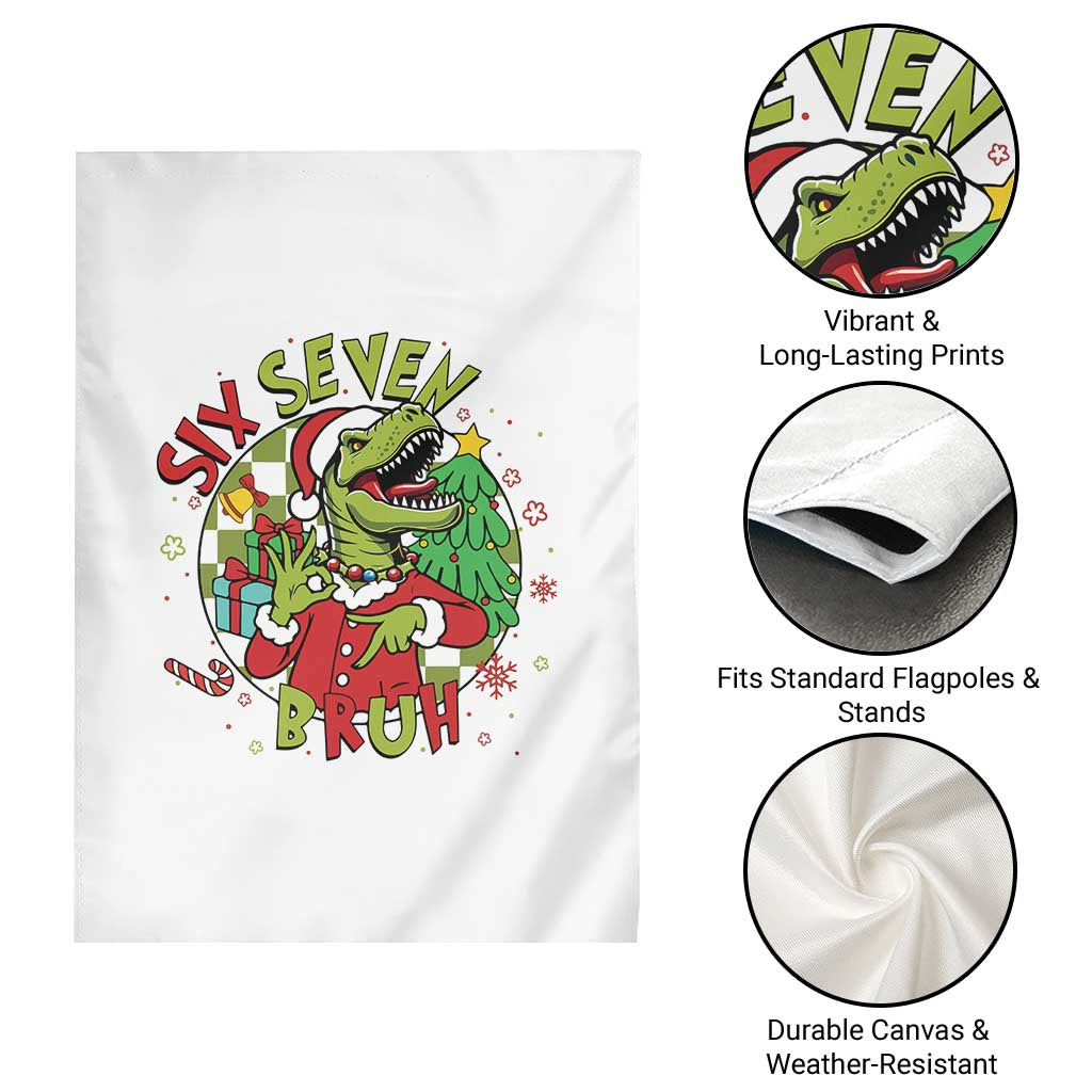 Funny Christmas Dinosaur Lover Gift Garden Flag Trending Six Seven Bruh TS12 Print Your Wear
