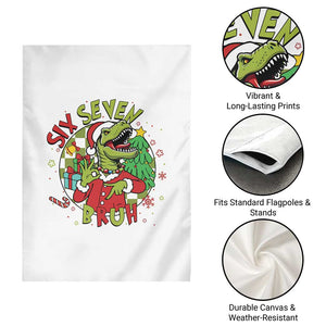 Funny Christmas Dinosaur Lover Gift Garden Flag Trending Six Seven Bruh TS12 Print Your Wear