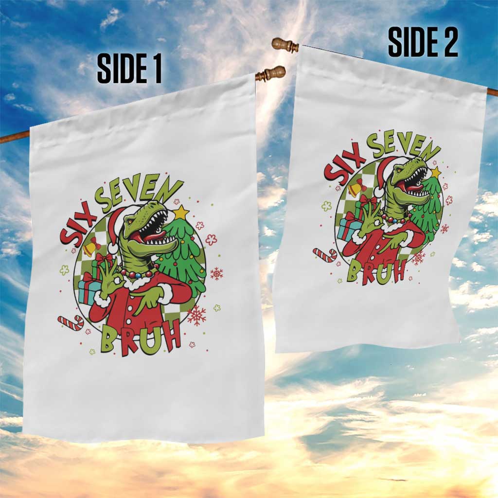 Funny Christmas Dinosaur Lover Gift Garden Flag Trending Six Seven Bruh TS12 Print Your Wear
