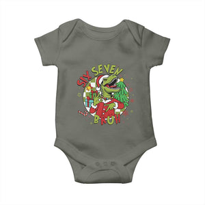Funny Christmas Dinosaur Lover Gift Baby Onesie Trending Six Seven Bruh TS12 Military Green Print Your Wear