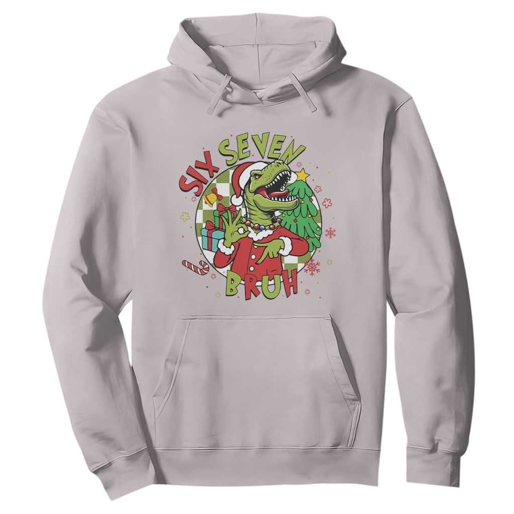 Funny Christmas Dinosaur Lover Gift Hoodie Trending Six Seven Bruh TS12 Ice Gray Print Your Wear