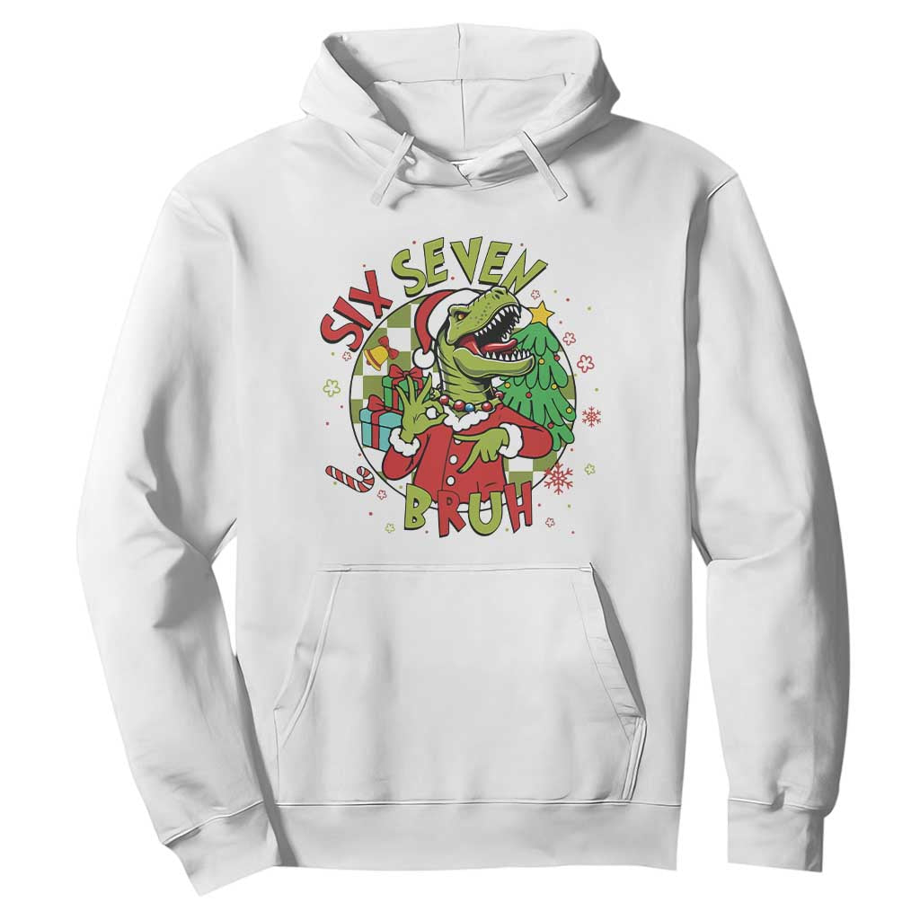 Funny Christmas Dinosaur Lover Gift Hoodie Trending Six Seven Bruh TS12 White Print Your Wear