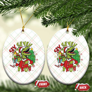 Funny Christmas Dinosaur Lover Gift Ceramic Ornament Trending Six Seven Bruh TS12 Print Your Wear