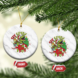 Funny Christmas Dinosaur Lover Gift Ceramic Ornament Trending Six Seven Bruh TS12 1pc White Marble Print Your Wear