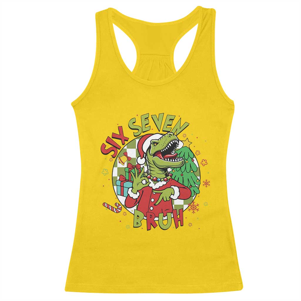 Funny Christmas Dinosaur Lover Gift Racerback Tank Top Trending Six Seven Bruh TS12 Daisy Print Your Wear