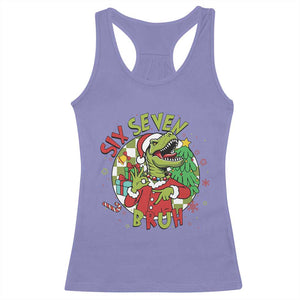 Funny Christmas Dinosaur Lover Gift Racerback Tank Top Trending Six Seven Bruh TS12 Violet Print Your Wear