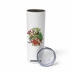 Funny Christmas Dinosaur Lover Gift Skinny Tumbler Trending Six Seven Bruh TS12 Print Your Wear