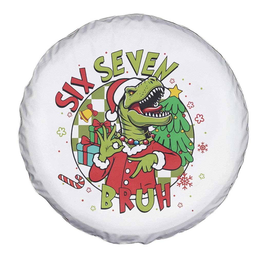 Funny Christmas Dinosaur Lover Gift Spare Tire Cover Trending Six Seven Bruh TS12 Print Your Wear