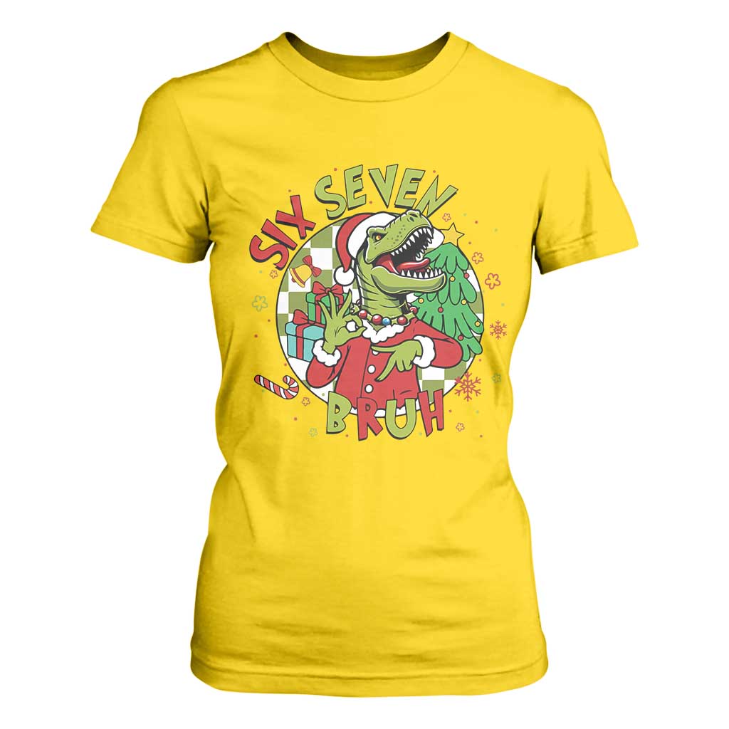 Funny Christmas Dinosaur Lover Gift T Shirt For Women Trending Six Seven Bruh TS12 Daisy Print Your Wear