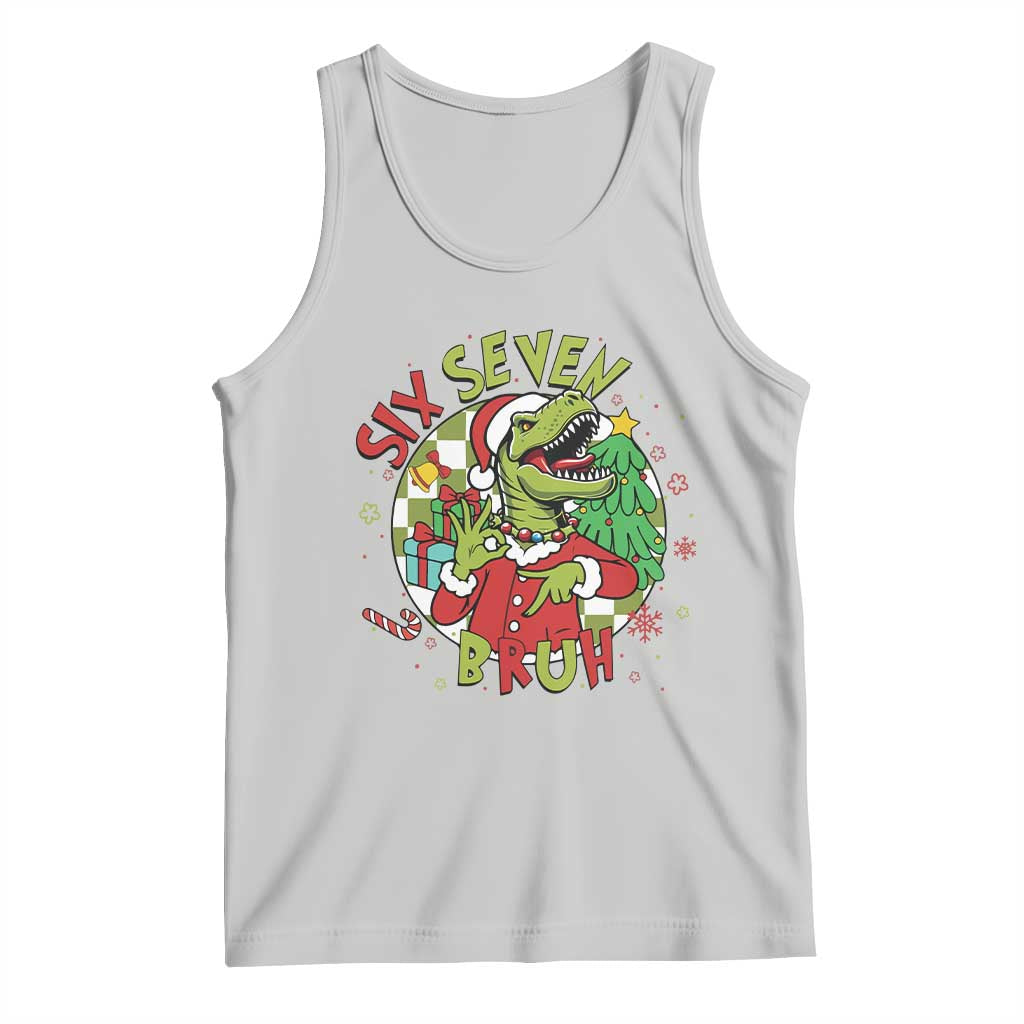 Funny Christmas Dinosaur Lover Gift Tank Top Trending Six Seven Bruh TS12 Ash Print Your Wear