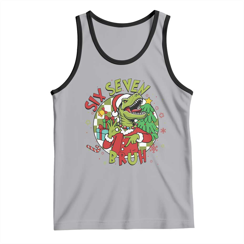 Funny Christmas Dinosaur Lover Gift Tank Top Trending Six Seven Bruh TS12 Athletic Heather Black Print Your Wear