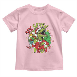 Funny Christmas Dinosaur Lover Gift Toddler T Shirt Trending Six Seven Bruh TS12 Light Pink Print Your Wear