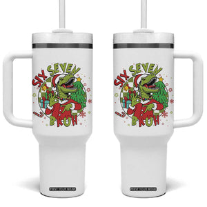 Funny Christmas Dinosaur Lover Gift Tumbler With Handle Trending Six Seven Bruh TS12 One Size: 40 oz White Print Your Wear